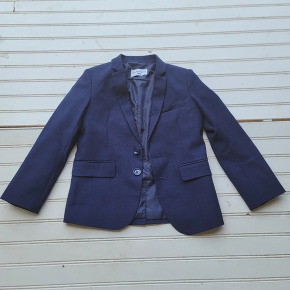 Jewels & Gents 100% Polyester Boys Dress Coat Suit Blazer Blue Formal Sz 6 - Picture 3 of 12